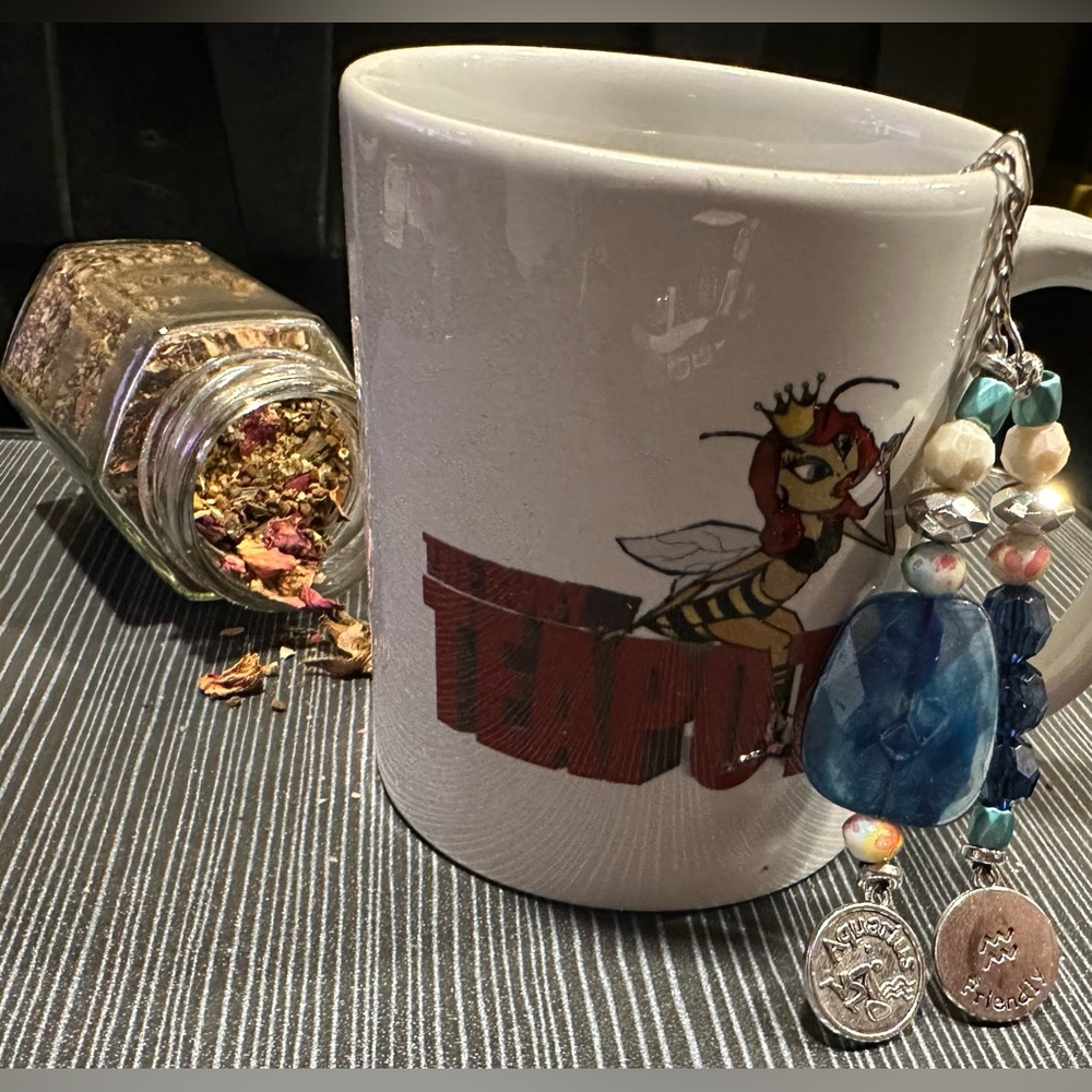Aquarius Jeweled Custom Mesh Tea Ball Steeper Set ♒️